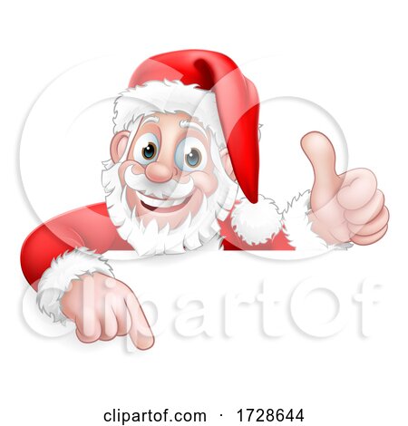 Santa Claus Christmas Peeking Pointing Cartoon by AtStockIllustration