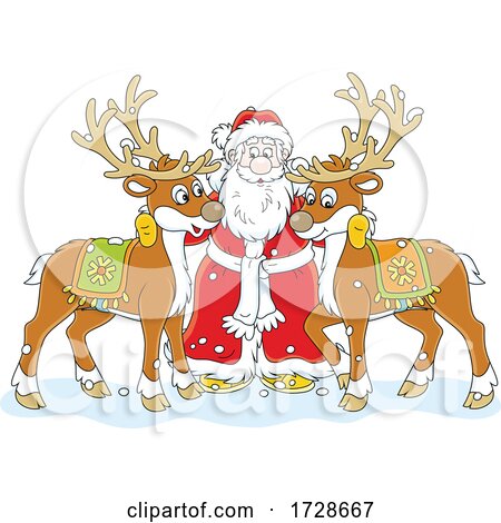 Christmas Santa with Reindeer by Alex Bannykh