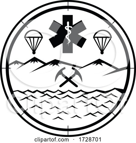 Land Sea Air Rescue Icon Sign Symbol Black and White by patrimonio