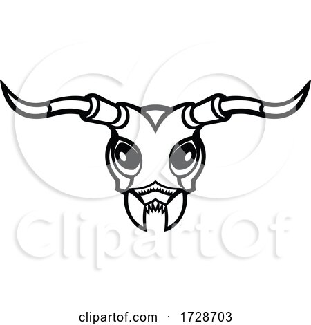 Head of a Long horned Beetle Front View Mascot Black and White by patrimonio