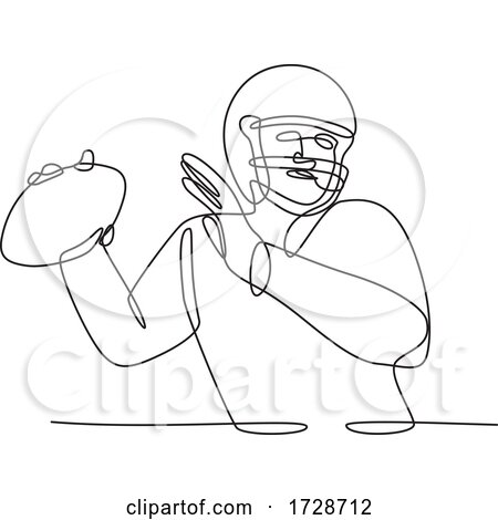 American Football Quarterback About to Throw Ball Continuous Line Drawing by patrimonio