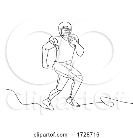 American Football Running Back Wide Receiver Quarterback or Tight End Running with Ball Continuous Line Drawing by patrimonio
