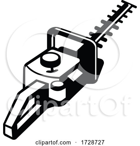Hedge Trimmer or Hedge Cutter Viewed from a High Angle Retro Black and White by patrimonio