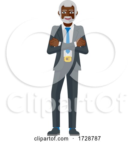 Mature Black Business Man Mascot Concept by AtStockIllustration