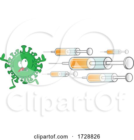 Virus Being Attacked by Vaccines Syringes by Domenico Condello
