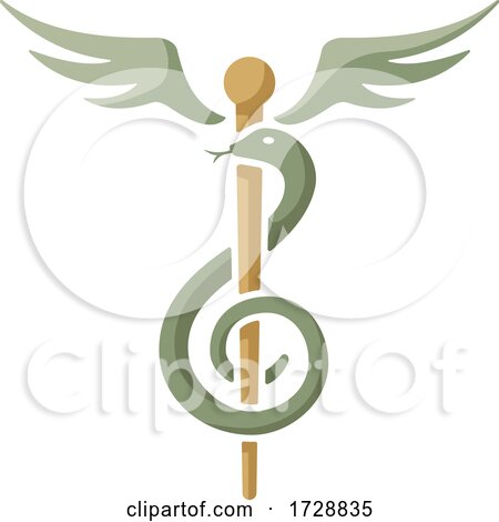 Snake and Winged Treble Clef Caduceus by Any Vector
