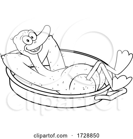 Black and White Lucky Plucked Duck Kicking Back in a Pan by Hit Toon