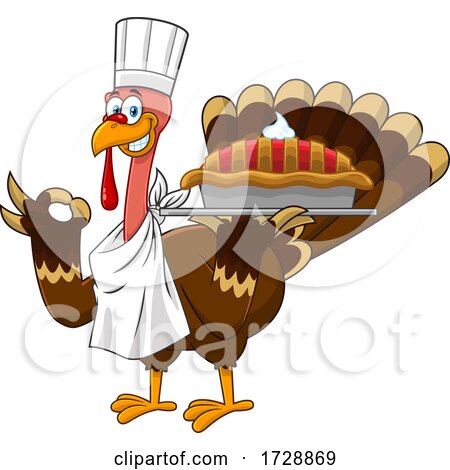 Turkey Bird Chef Holding a Pie by Hit Toon