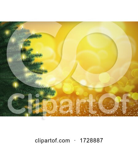3D Christmas Tree on a Bokeh Lights Background by KJ Pargeter