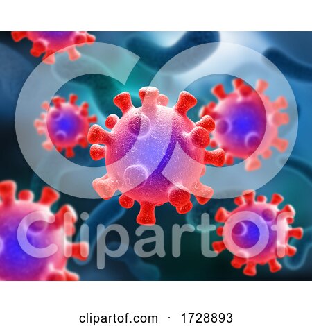 3D Medical Background with Abstract Covid 19 Virus Cells by KJ Pargeter