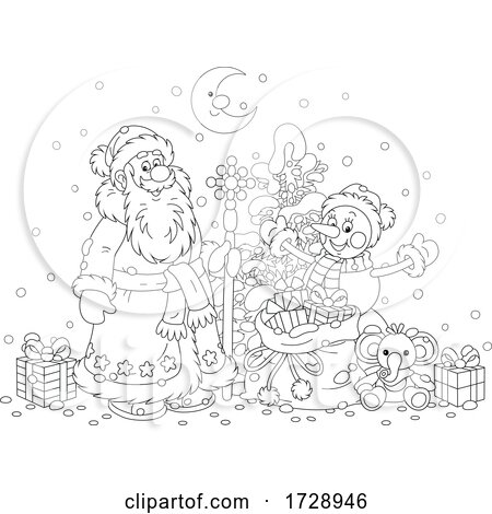 Santa and a Snowman by Alex Bannykh