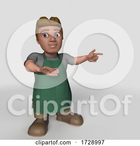 3d Shop Keeper Man on a Shaded Background by KJ Pargeter