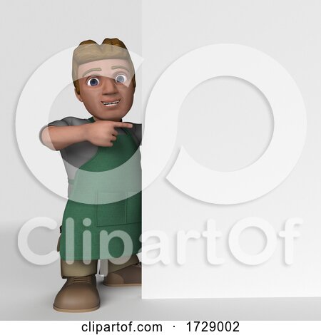 3d Shop Keeper Man on a Shaded Background by KJ Pargeter