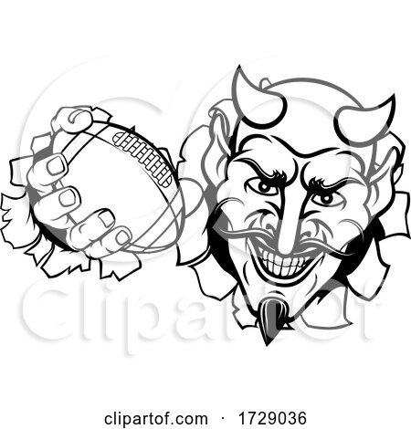 Devil American Football Sports Mascot Cartoon by AtStockIllustration