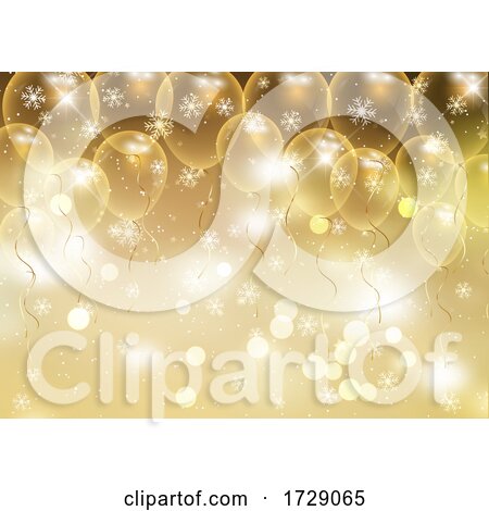 Christmas Background with Balloons and Snowflakes by KJ Pargeter