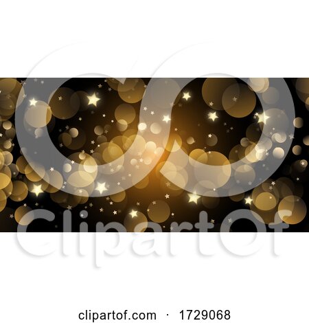 Christmas Banner with Bokeh Lights and Stars by KJ Pargeter