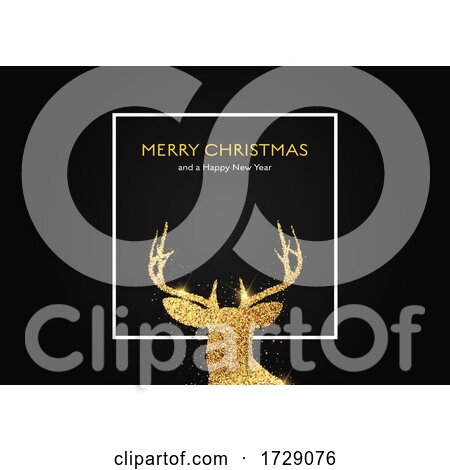 Christmas Background with Glittery Gold Deer Head by KJ Pargeter