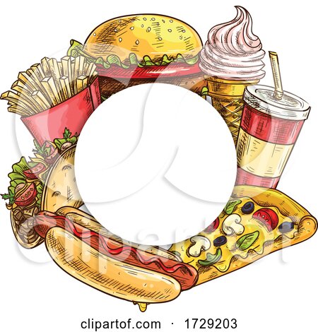 Round Junk Food Frame by Vector Tradition SM