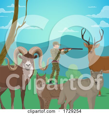 Hunter and Game Animals by Vector Tradition SM