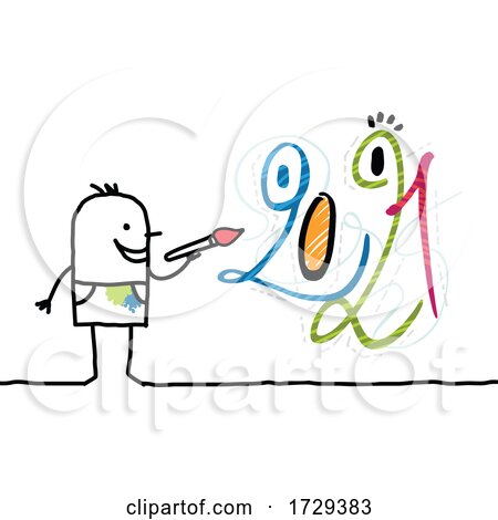 Stick Man Artist Painting New Year 2021 by NL shop