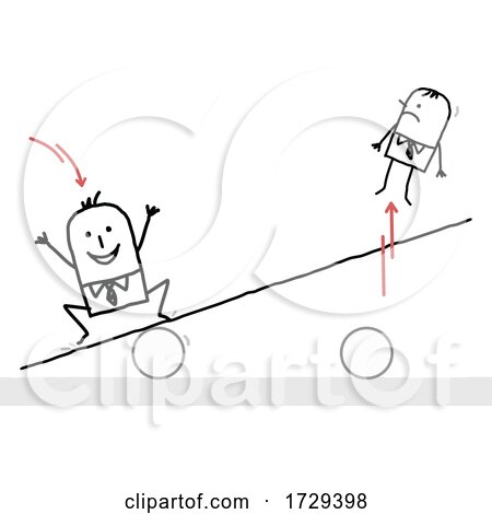 Stick Man Bouncing Another off of a Teeter Totter by NL shop
