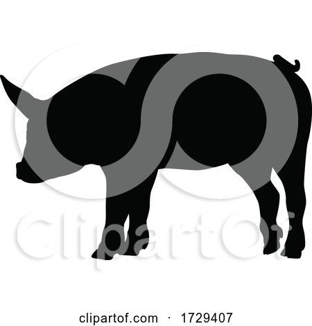 A Pig Silhouette Farm Animal Graphic by AtStockIllustration
