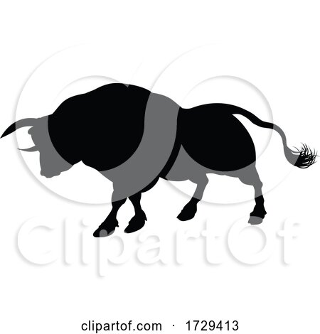 Silhouette Bull by AtStockIllustration