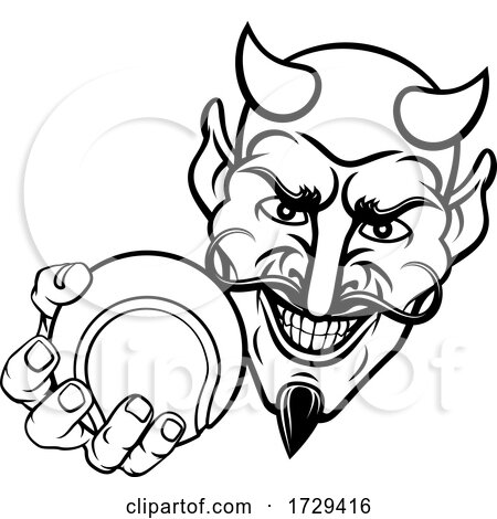 Devil Satan Tennis Ball Sports Mascot Cartoon by AtStockIllustration