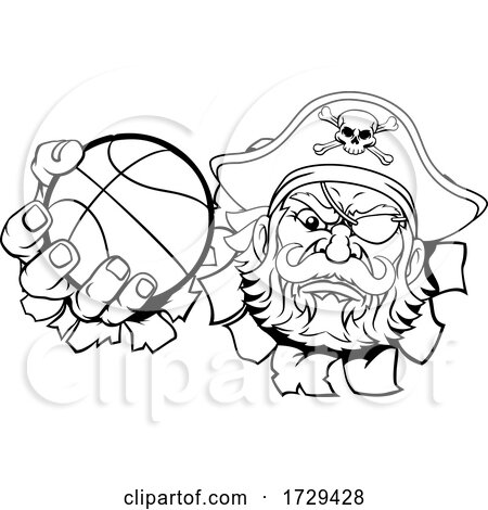 Pirate Basketball Ball Sports Mascot Cartoon by AtStockIllustration