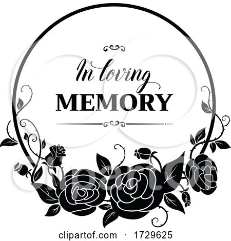 Black and White in Loving Memory Rose Design by Vector Tradition SM