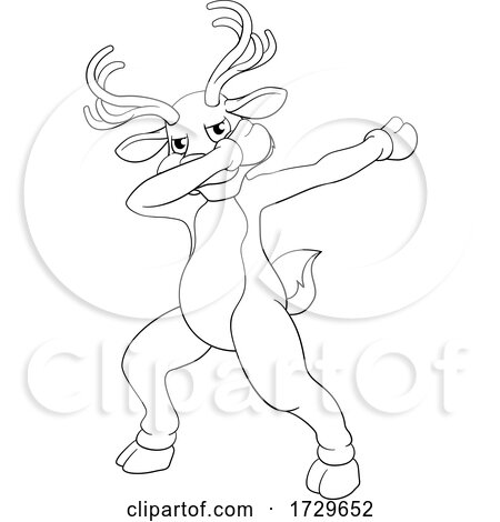 Christmas Reindeer Dabbing Dance Cartoon by AtStockIllustration