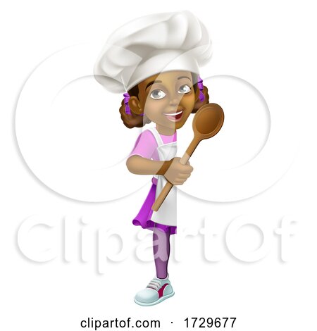 Black Girl Cartoon Child Chef Kid Sign by AtStockIllustration