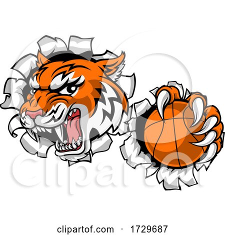 Tiger Baketball Player Animal Sports Mascot by AtStockIllustration