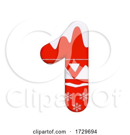 Christmas Number 1  3d Xmas Digit  Suitable for Celebration, Santa Claus or Winter Related Subjectson a White Background by chrisroll
