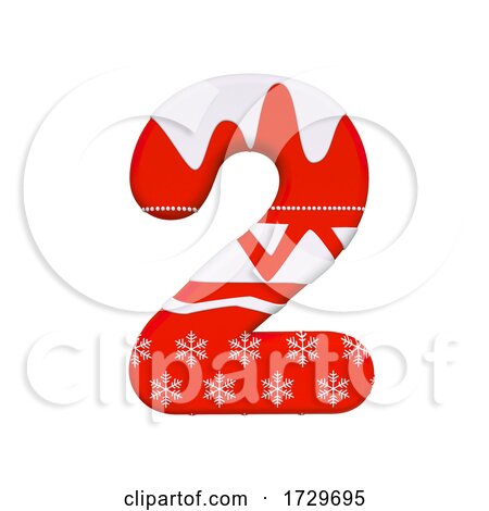 Christmas Number 2  3d Xmas Digit  Suitable for Celebration, Santa Claus or Winter Related Subjectson a White Background by chrisroll
