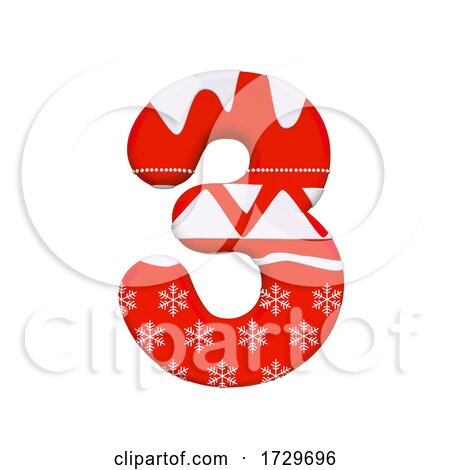 Christmas Number 3  3d Xmas Digit  Suitable for Celebration, Santa Claus or Winter Related Subjectson a White Background by chrisroll