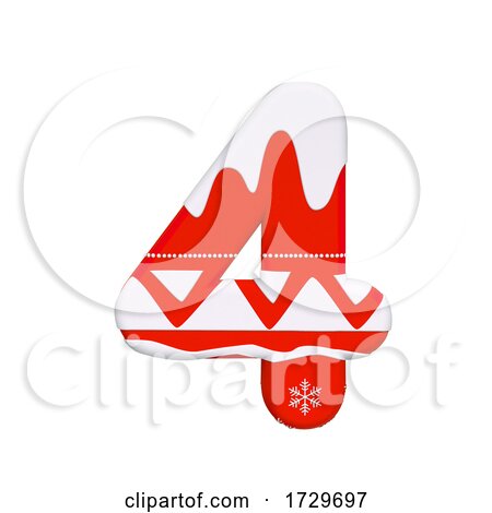 Christmas Number 4  3d Xmas Digit  Suitable for Celebration, Santa Claus or Winter Related Subjectson a White Background by chrisroll