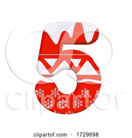 Christmas Number 5  3d Xmas Digit  Suitable for Celebration, Santa Claus or Winter Related Subjectson a White Background by chrisroll