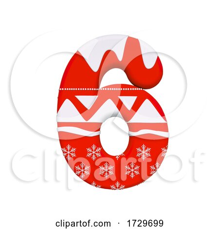 Christmas Number 6  3d Xmas Digit  Suitable for Celebration, Santa Claus or Winter Related Subjectson a White Background by chrisroll