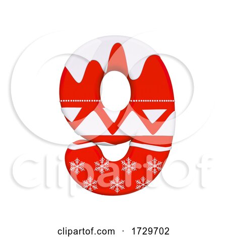 Christmas Number 9  3d Xmas Digit  Suitable for Celebration, Santa Claus or Winter Related Subjectson a White Background by chrisroll