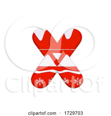 Christmas Letter X  Small 3d Xmas Suitable for Celebration Santa Claus or Winter Related Subjects on a White Background by chrisroll