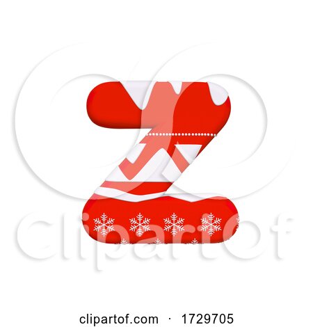 Christmas Letter Z  Lowercase 3d Xmas Suitable for Celebration Santa Claus or Winter Related Subjects on a White Background by chrisroll
