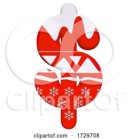 Christmas Dollar Currency Sign  Business 3d Xmas Symbol  Suitable for Celebration Santa Claus or Winter Related Subjects on a White Background by chrisroll
