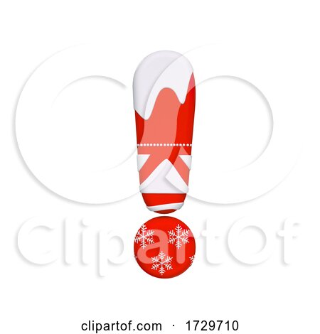 Christmas Exclamation Point  3d Xmas Symbol  Suitable for Celebration Santa Claus or Winter Related Subjects on a White Background by chrisroll