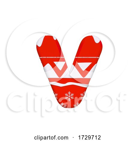 Christmas Letter V  Small 3d Xmas Suitable for Celebration Santa Claus or Winter Related Subjects on a White Background by chrisroll