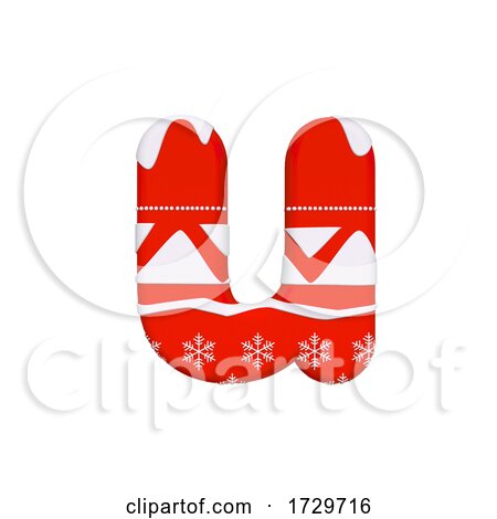 Christmas Letter U  Small 3d Xmas Suitable for Celebration Santa Claus or Winter Related Subjects on a White Background by chrisroll
