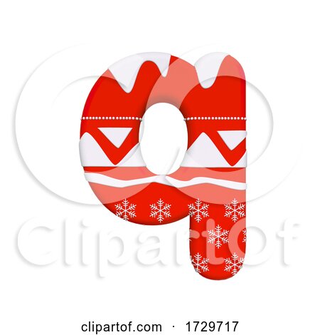 Christmas Letter Q  Lowercase 3d Xmas Suitable for Celebration Santa Claus or Winter Related Subjects on a White Background by chrisroll