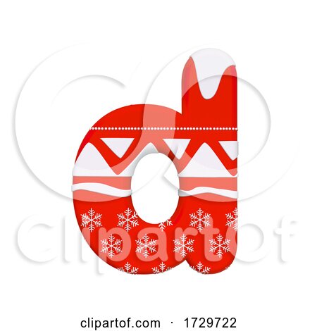 Christmas Letter D  Lowercase 3d Xmas Suitable for Celebration Santa Claus or Winter Related Subjects on a White Background by chrisroll