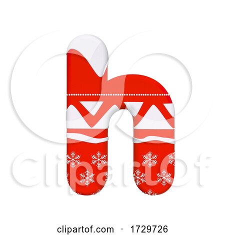 Christmas Letter H  Lowercase 3d Xmas Suitable for Celebration Santa Claus or Winter Related Subjects on a White Background by chrisroll