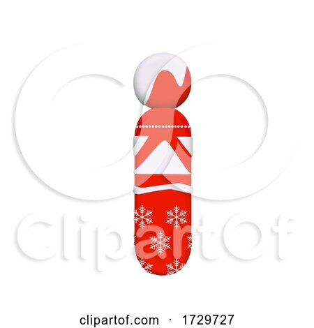 Christmas Letter I  Small 3d Xmas Suitable for Celebration Santa Claus or Winter Related Subjects on a White Background by chrisroll